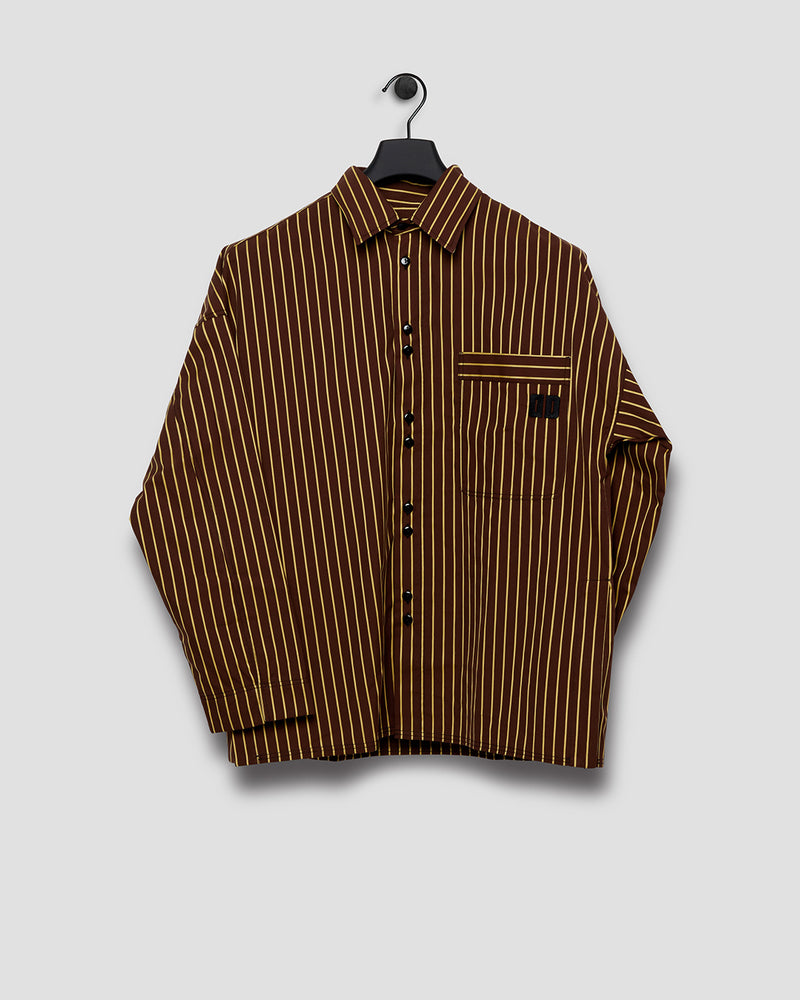 SLEEP ON IT PYJAMA SHIRT / BROWN STRIPED