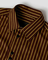 SLEEP ON IT PYJAMA SHIRT / BROWN STRIPED