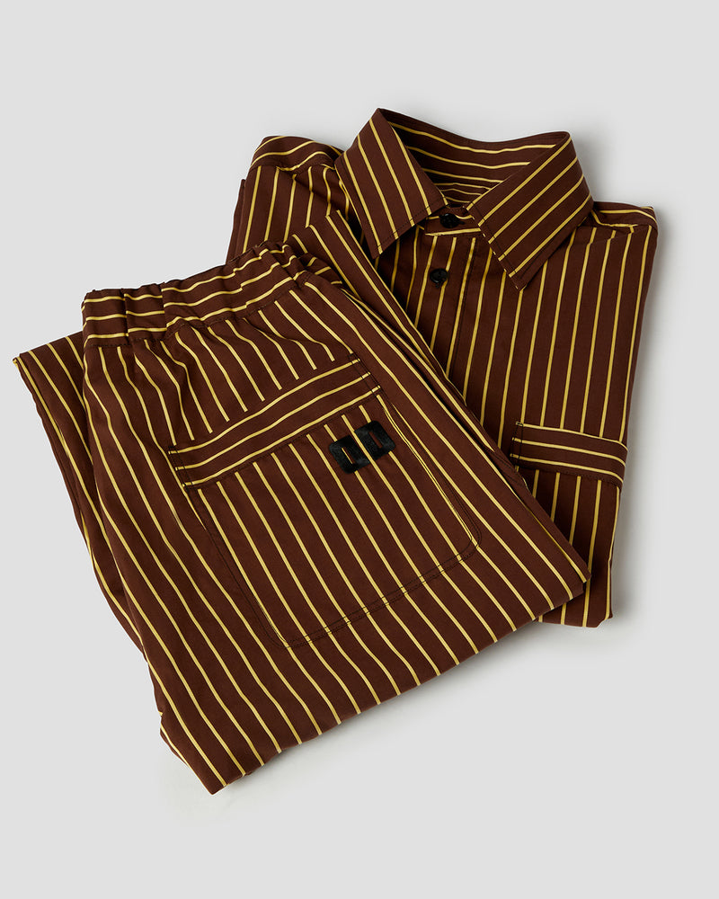 SLEEP ON IT PYJAMA SHIRT / BROWN STRIPED